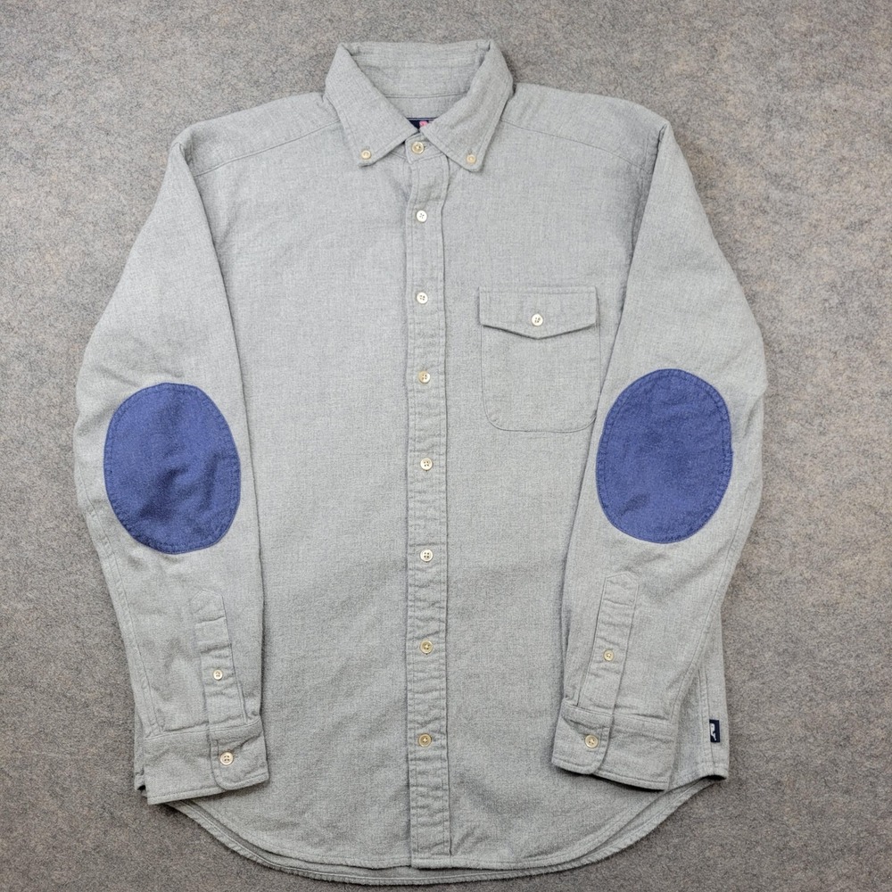 Vineyard Vines Shirt Mens Medium Gray Crosby Button Long Sleeve Elbow Patch